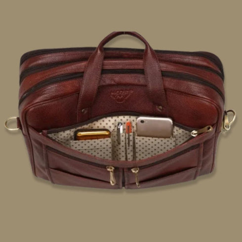 Nakul Genuine Leather Multiple Pocket Laptop Bag Mozri